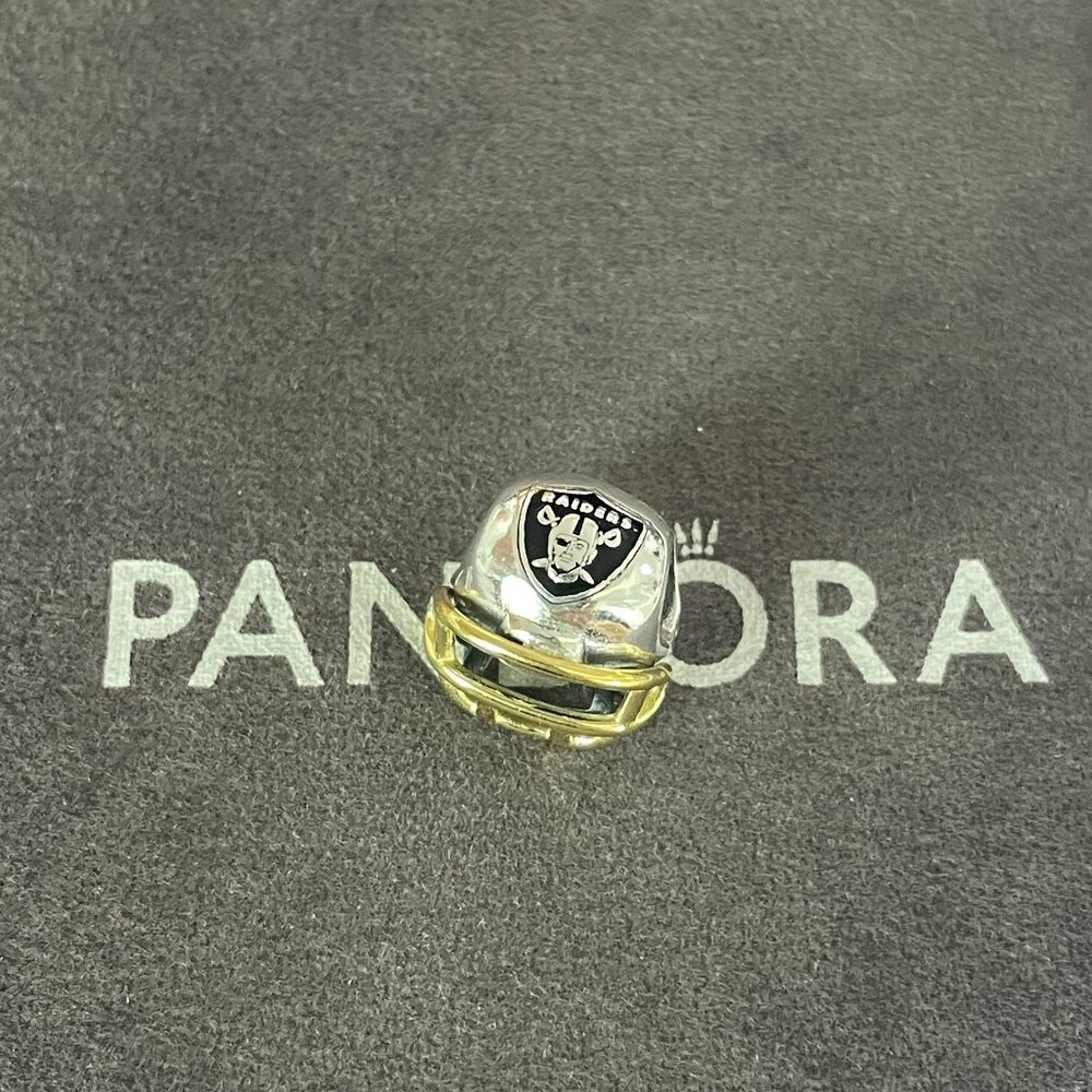 Pandora Las Vegas Raiders Football Helmet Bead Charm Pendant